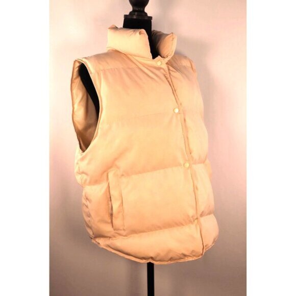 Luxi Aunt & Studio Beige Puffer Vest‎ Size Large - Picture 2 of 10